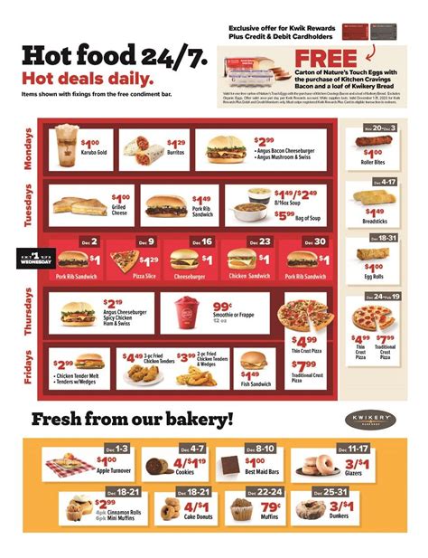 With on-trend and classic choices available, they deliver all-day versatility. . Kwik star hot food menu